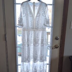 Elegant White Embroidered Dress